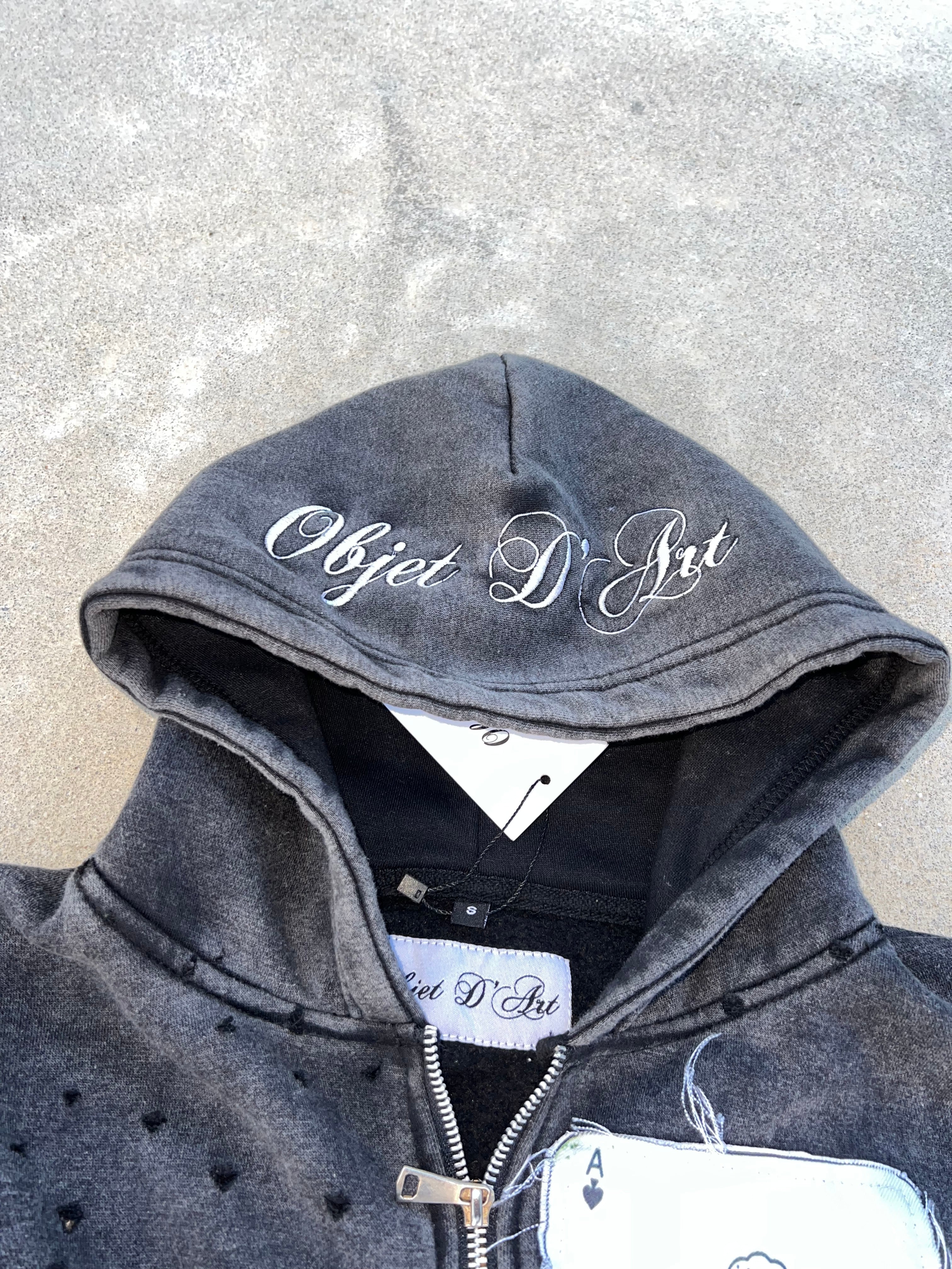 BLACK "SPADES OF D'ART” ARTISTRY ZIP-UP HOODIE